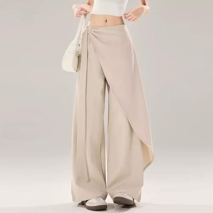 Pantalon large taille haute pour femme