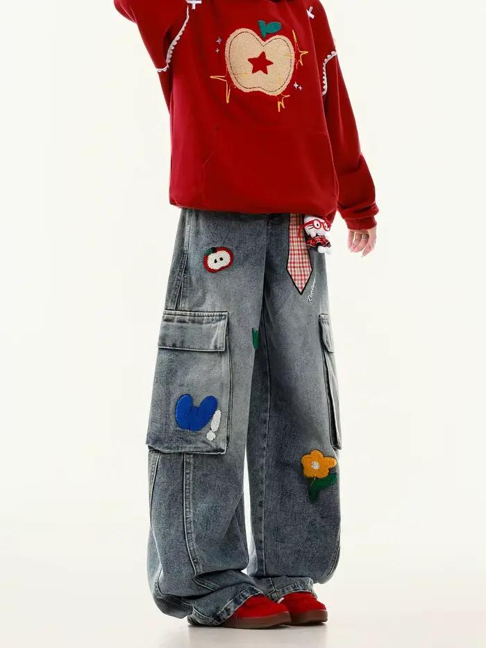 Jean brodé Harajuku pour femmes