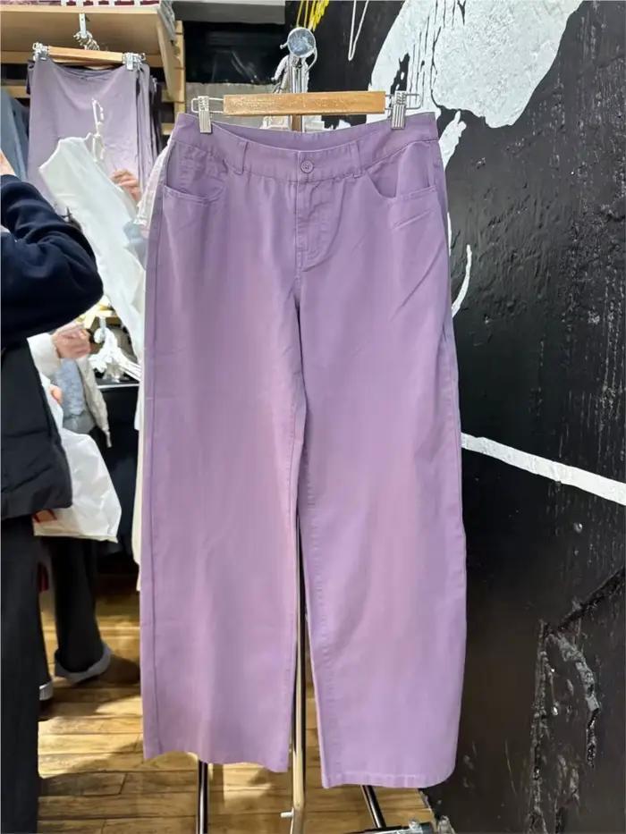 Jean droit violet pour femme