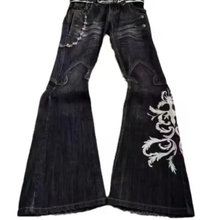 Nouveau jean ample brodé taille haute pour femme