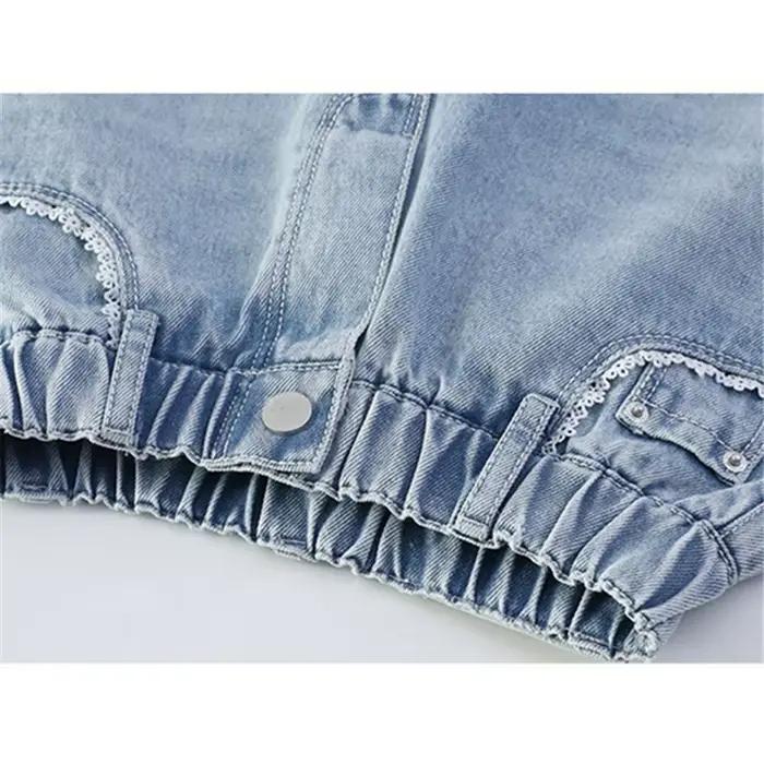 Nouveau Jean Brodé Bleu Décontracté à Jambes Larges pour Enfants Filles, Collection Printemps-Automne 2026, Pantalon en Denim Tendance pour Filles de 5 à 14 Ans