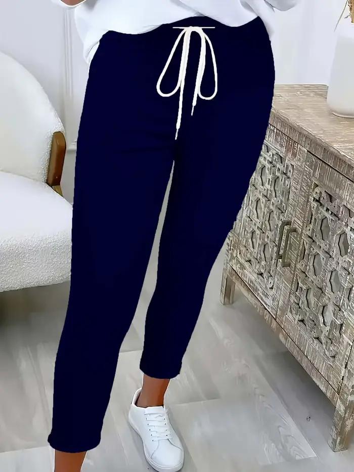 Pantalon conique de couleur unie pour femmes