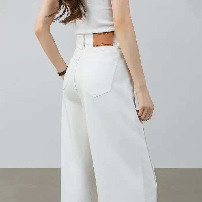 Jean blanc femme SENTUBILA 2026 – Pantalon droit taille haute chic et minimaliste pour le bureau – Collection été W62NA6696