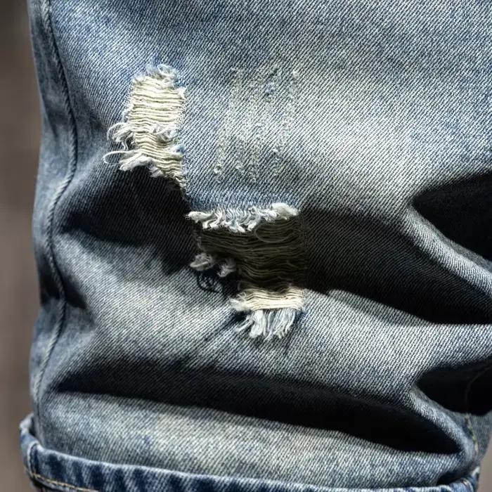 Nouveauté 2026 : Short Bermuda en jean déchiré style rétro américain pour homme – Coupe ample
