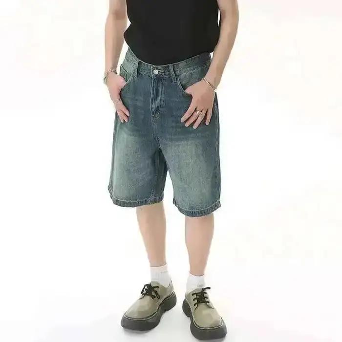 IEFB été hommes Jeans décontractés Shorts ample mi taille haute mode genou longueur Denim pantalons courts Vintage mâle nouveau coréen 9A8588
