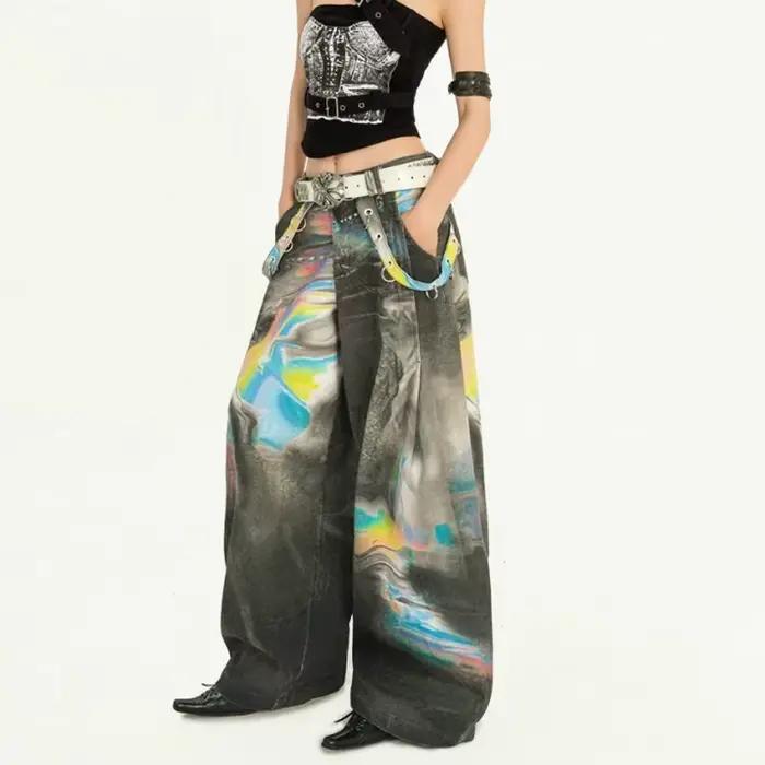 Jean coloré taché pour femmes