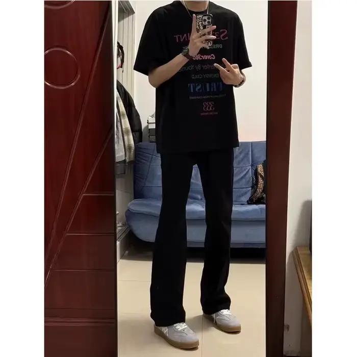 Jean slim noir micro-évasé pour homme