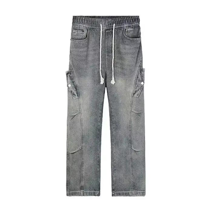 Jean droit multi-poches Hip Hop pour hommes