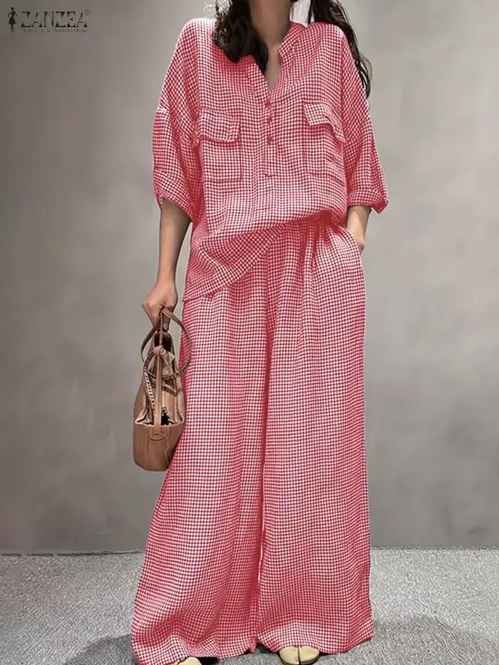 Femmes pantalons ensembles ZANZEA mode été 2 pièces