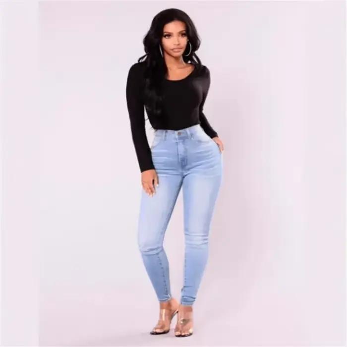 Jean Sexy femmes Denim pantalon maigre taille haute Stretch dame