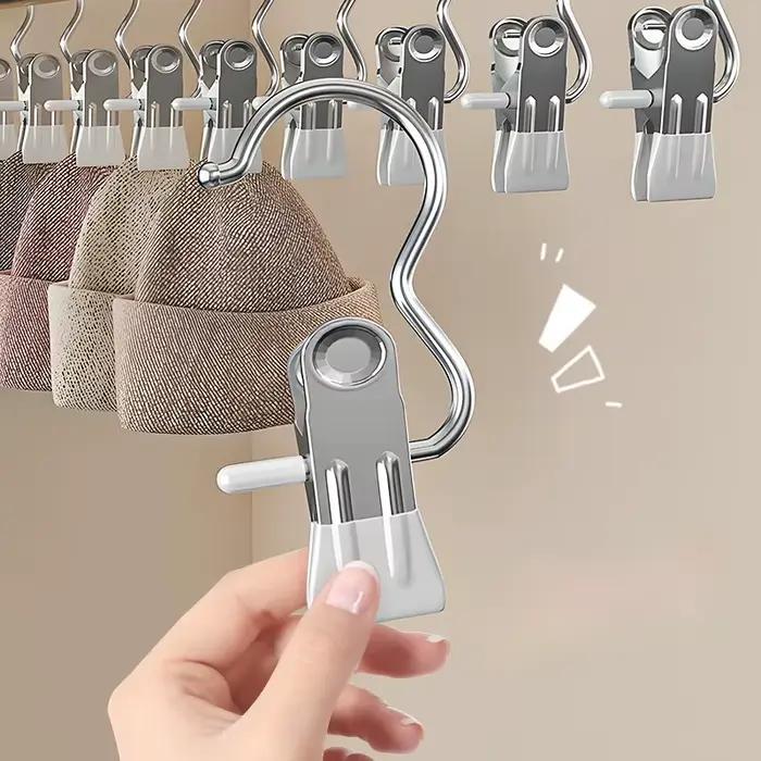 Clips multifonctionnels en acier inoxydable pour rangement et séchage de vêtements à offrir pour améliorer l'organisation à la maison