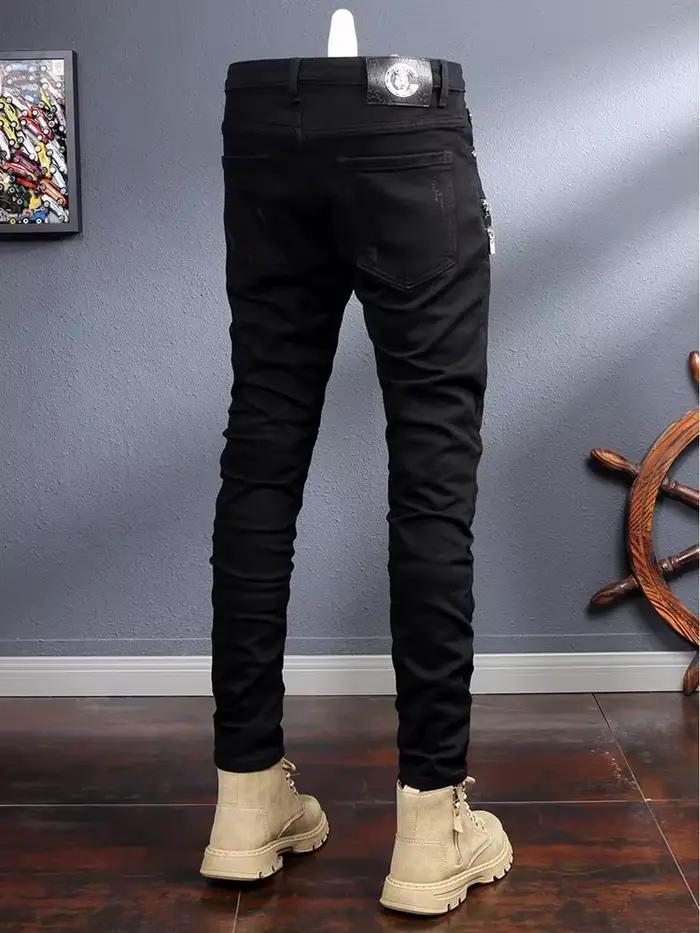 Jean à Jambes Droites Noir pour Homme