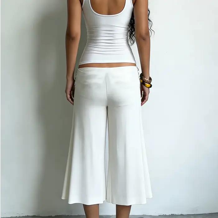Pantalon taille basse évasé sept pouces pour femme