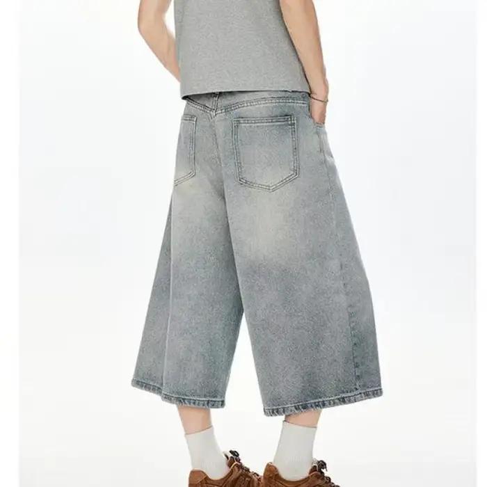 Pantalon Capri en Denim Américain Délavé Vintage 2026