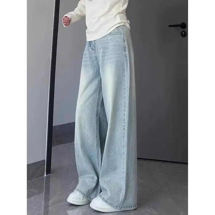 Jean droit Vintage délavé pour femmes