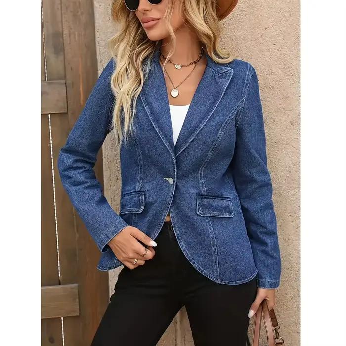 Blazer en jean asymétrique pour femmes de grande taille style streetwear printemps automne polyvalent occasionnel confortable chic