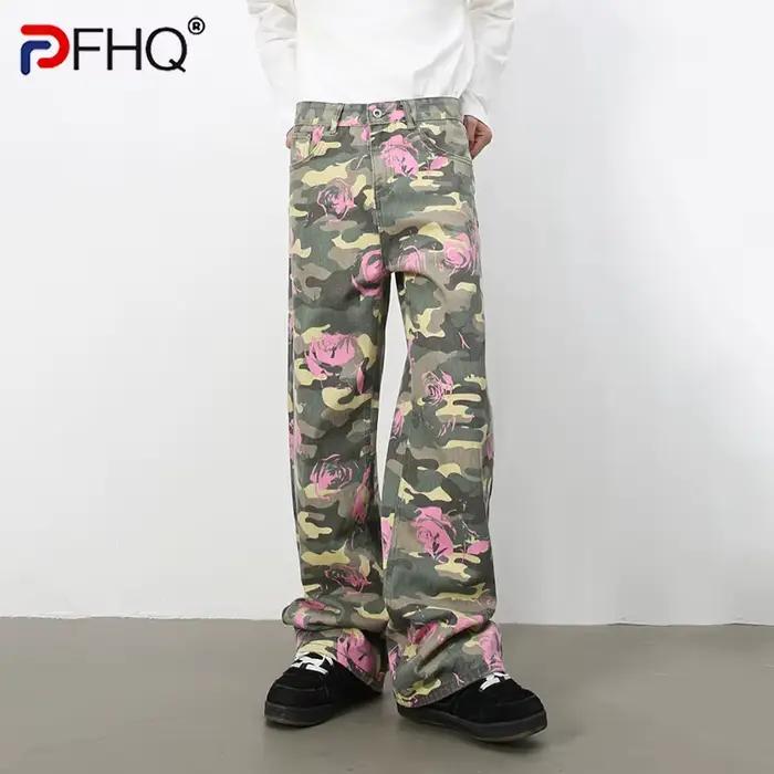 Jean Camouflage Américain Tendance Coupe Ample et Décontracté PFHQ Pour Homme Occasions Quotidiennes Printemps Été