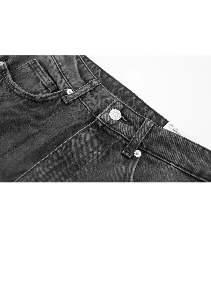 Femmes mode Denim jean solide pantalon Long ample femme avec dégradé polyvalent décontracté Streetwear Mujer Baggy