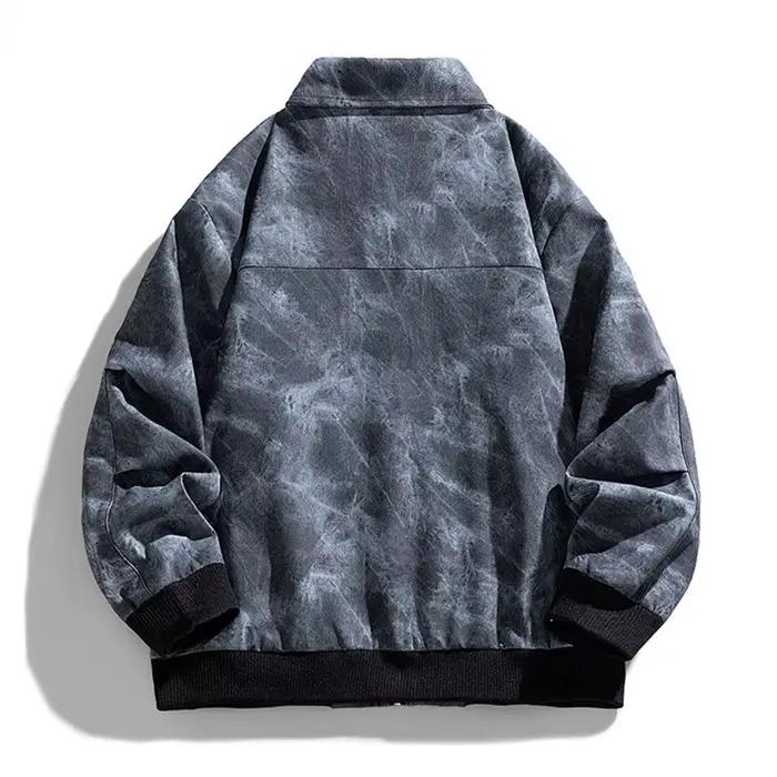 Automne hiver Denim veste hommes américain haute rue manteaux mode cravate-teinture fermeture éclair Moto Biker Jean
