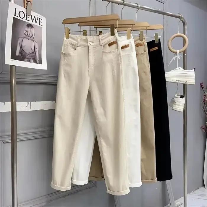 Jean blanc femme ample sarouel décontracté 2026 printemps automne coréen cheville longueur Denim pantalon dame Baggy