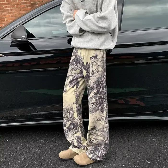 Baggy Jeans Punk Imprimés pour Hommes - Style Y2K - Jean droit - Occasions Casual et Spéciales