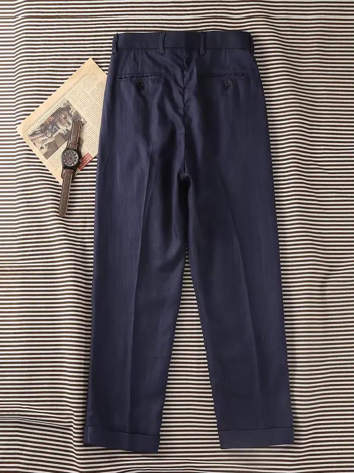 Pantalon décontracté italien 2026 style Old Money bleu marine à chevrons
