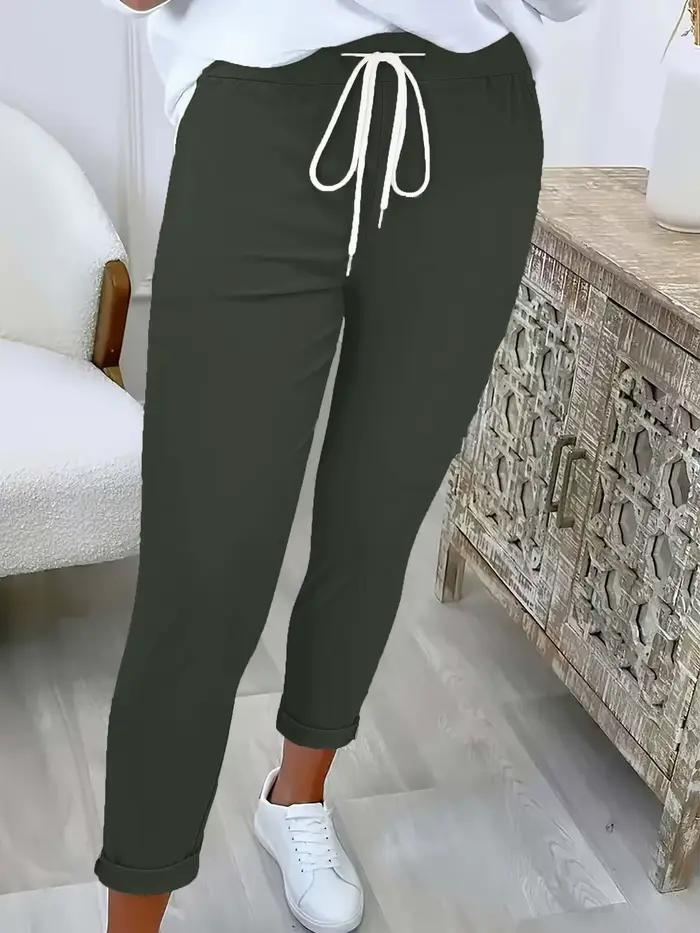 Pantalon conique de couleur unie pour femmes