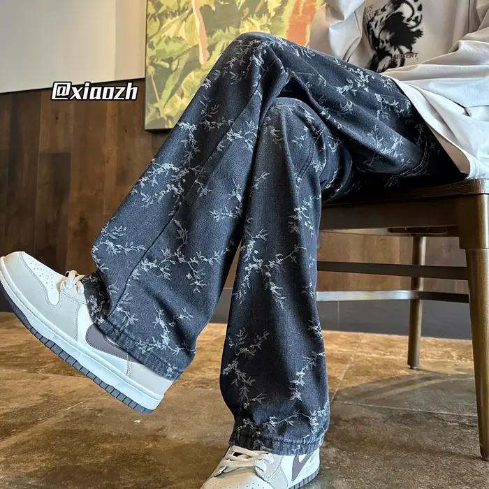 Pantalon en Denim à motif Jacquard pour homme
