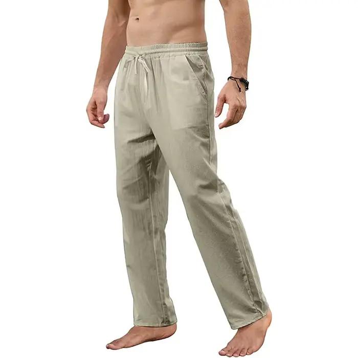 Pantalon en coton et lin pour hommes