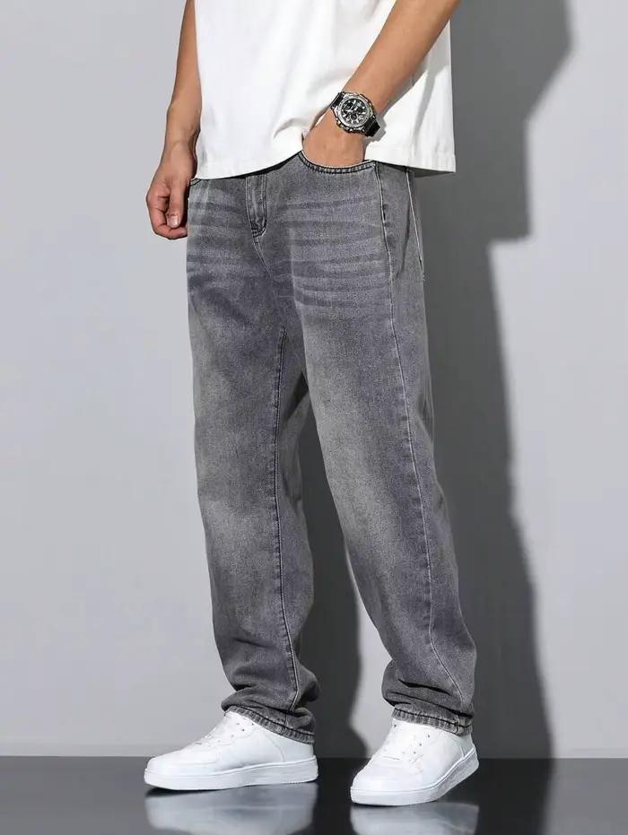 Jean gris slim droit pour hommes