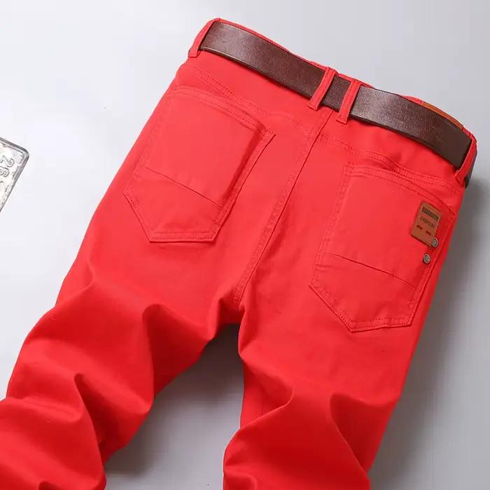 Jean en Denim Rouge et Blanc pour Homme