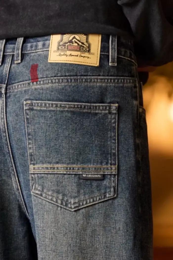 Jean bleu taille élastique pour homme coupe décontractée