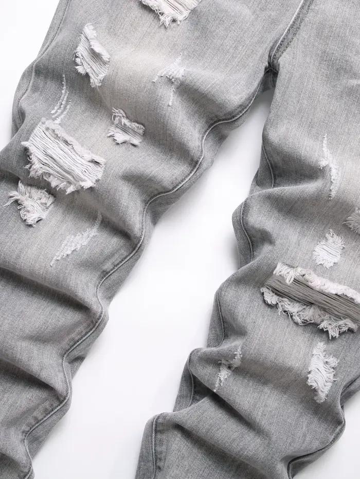 Jean pour hommes coupe ajustée confort jambe droite décontracté taille moyenne pantalon