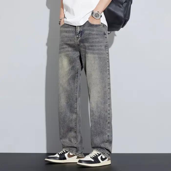 Jean à Jambes Droites de Taille Moyenne pour Homme