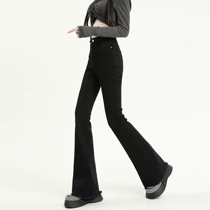 Jean Évasé OUSSYU Coton Denim Élastique pour Femmes Occasions Spéciales Style Streetwear
