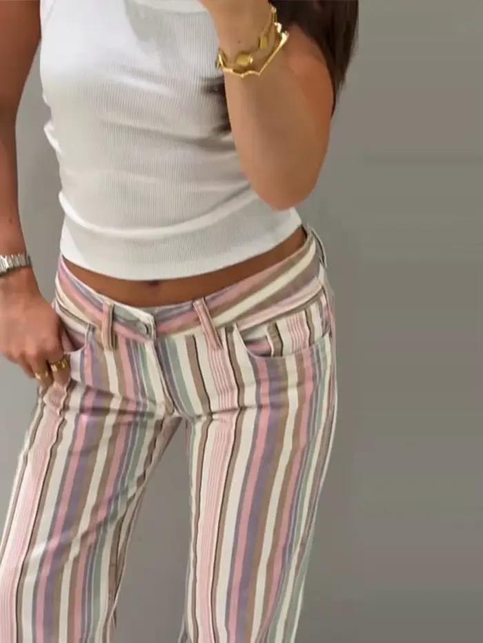 Jean taille mi-haute à revers pour femme