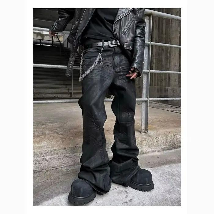 Jeans micro-évasés rétro américains style industriel robuste pour hommes et femmes