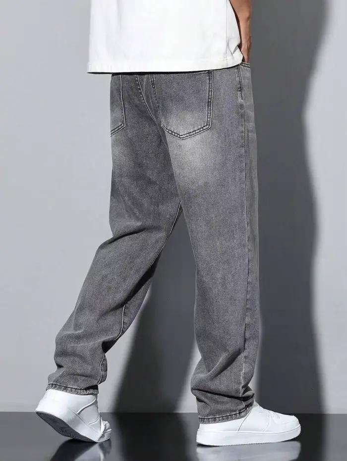 Jean gris slim droit pour hommes