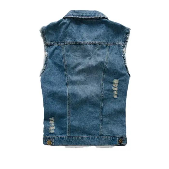 Nouvelle veste sans manches denim homme surdimensionnée 6XL bleu noir style préppy édition coréenne pour voyager et toutes occasions