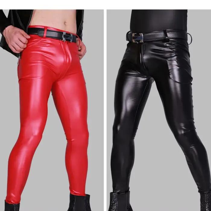 Pantalon slim en Latex et cuir PU