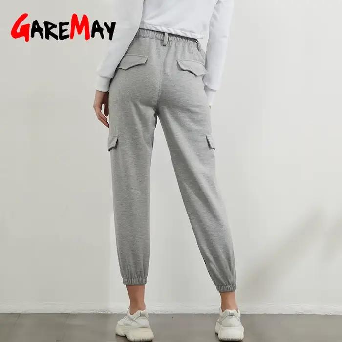 Jean cargo taille haute pour femme