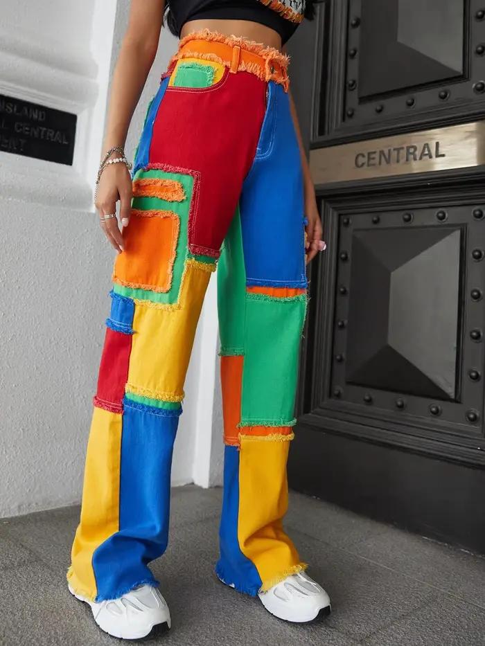 Jeans Workwear Colorblock pour Femme
