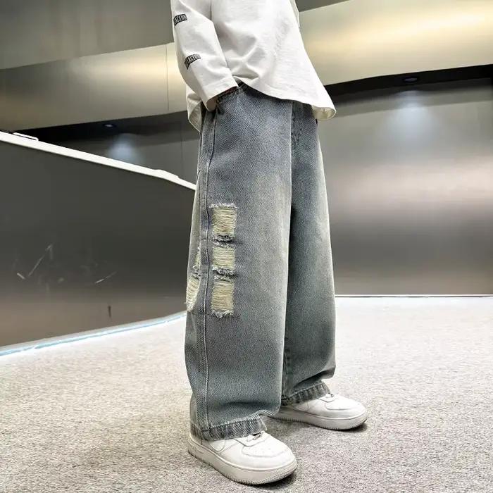 Nouveau élégant enfants garçon Vintage lavage bleu jean