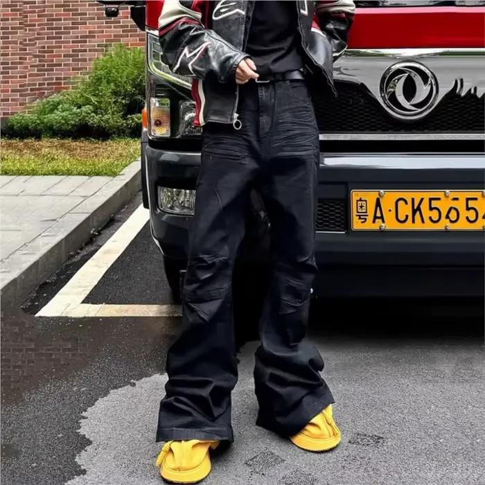 Jean Y2K délavé, style gothique vintage