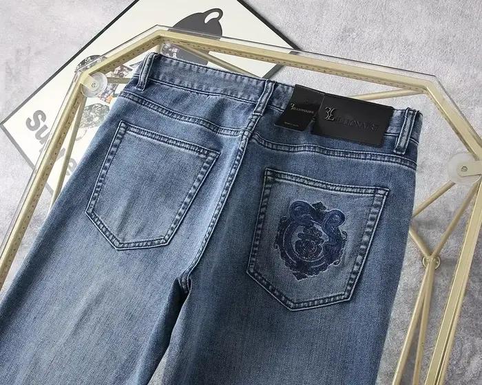 BLLIYOSS BILLIONAIRE jean mince coton hommes 2025 printemps été nouvelle mode broderie confortable extérieur grande taille 30-40 pantalon