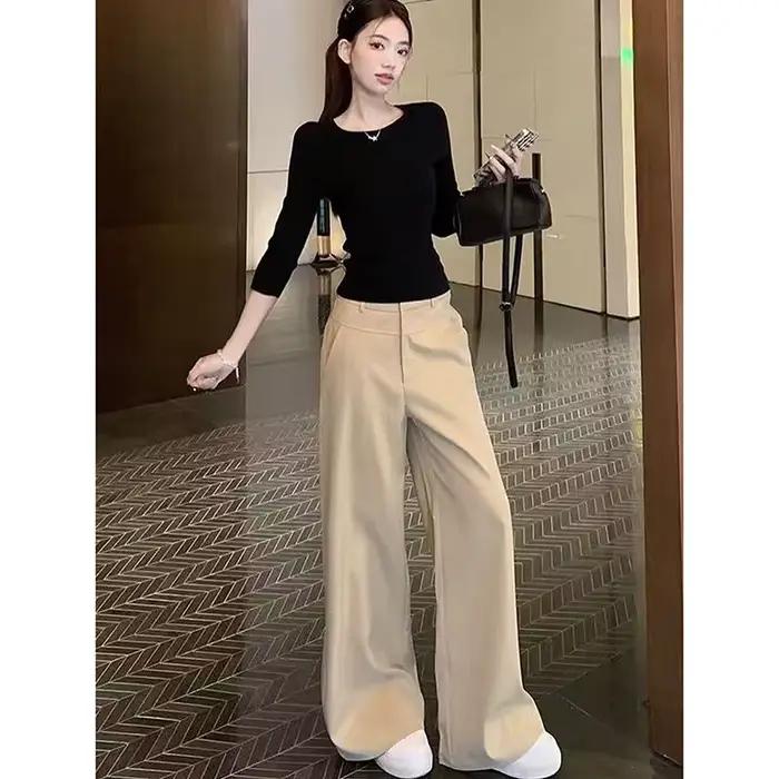 Pantalon large kaki pour femme
