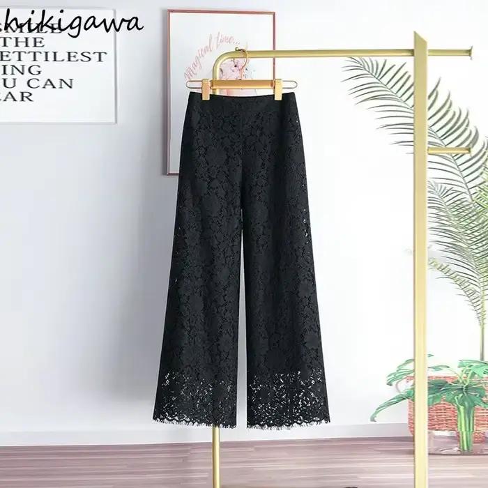 Pantalon à jambes larges en dentelle pour femmes