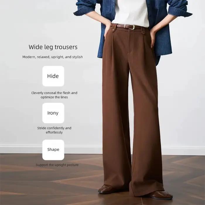 Pantalon OLrain large pour femme, coupe ample, polyester et élasthanne, automne-hiver, élégance décontractée, bureau et occasions spéciales