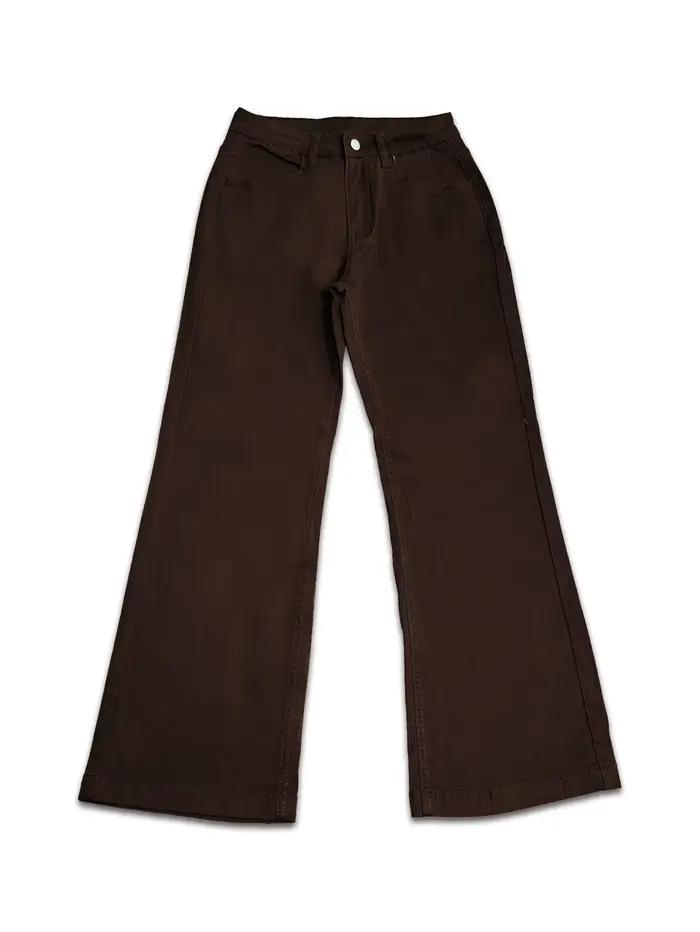 Jean marron rétro à jambes larges pour femme
