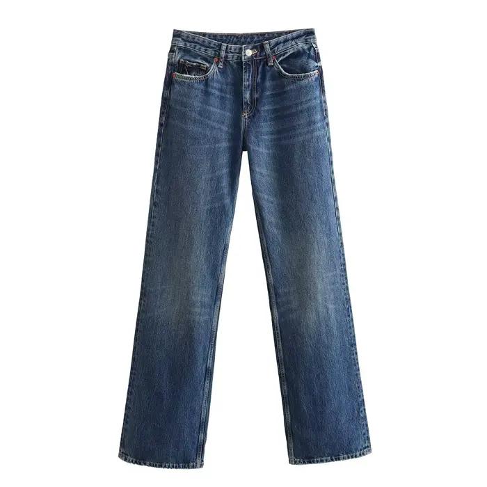 PRINTKAOIR jean Long taille droite hauteur 2025 automne hiver nouveau produit de lavage Y2k